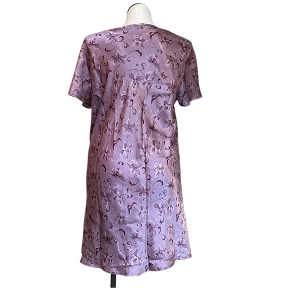 Lavender Satin Floral Nightgown | Short Sleeve Sleepwear Sz XL/18 - Picture 5 of 8